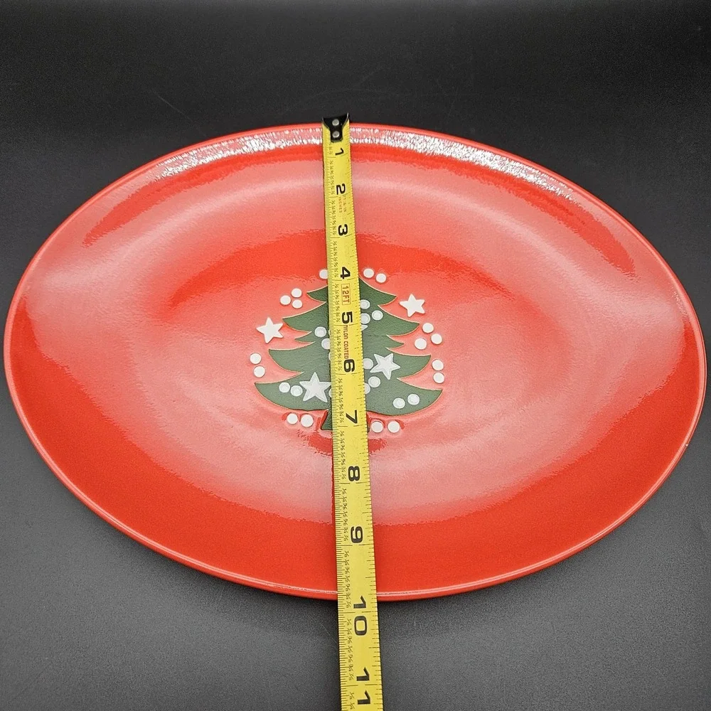 Waechtersbach Christmas Tree Holiday Red Oval Serving Platter Dish 13
